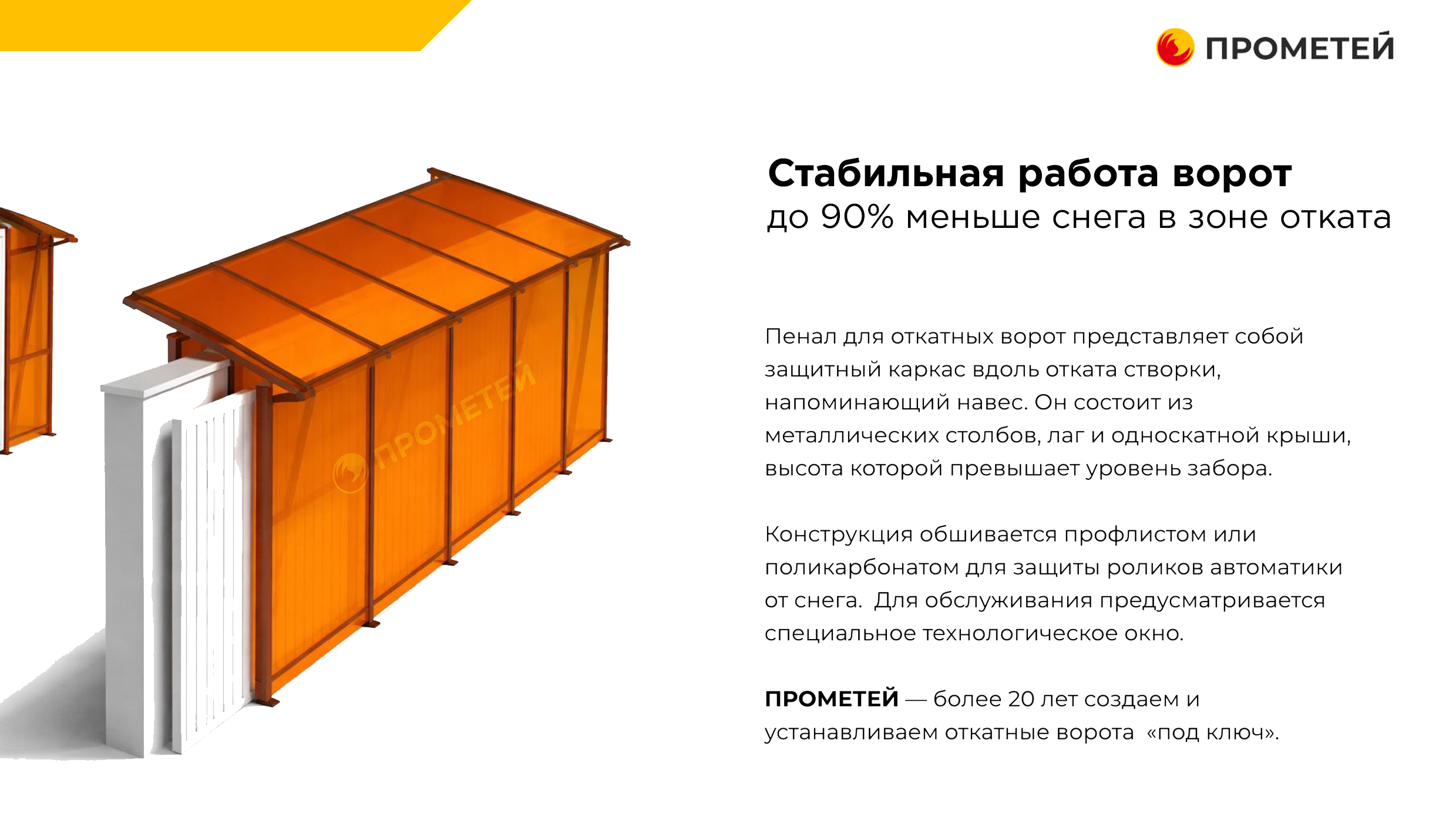 Пенал для откатных ворот 7 м 